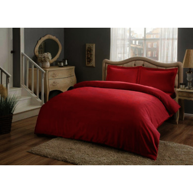 Комплект постельного белья Tac Basic (красный) сатин, двуспальный евро