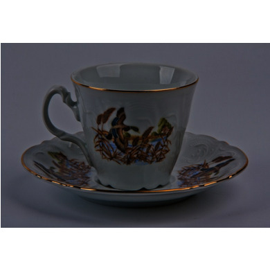 Набор для чая "Бернадот Охота" (чашка 200 мл + блюдце) на 6 персон 12 предметов (высокие)