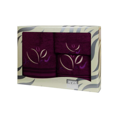 Комплект полотенец Valentini Magic flowers (фиолетовый) 30х50 см, 50х100 см, 100х150 см 3 шт