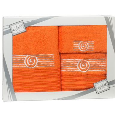 Комплект полотенец Valentini Sea 1 (оранжевый) 30х50 см, 50х100 см, 70х140 см 3 шт