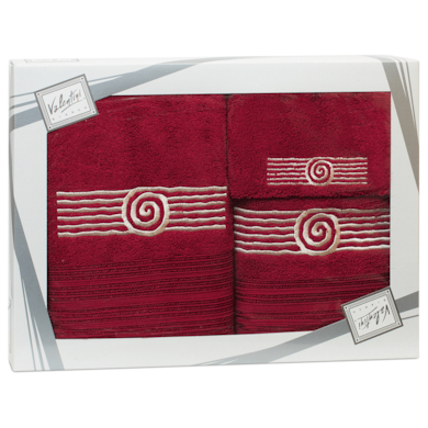 Комплект полотенец Valentini Sea 1 (бордовый) 30х50 см, 50х100 см, 70х140 см 3 шт