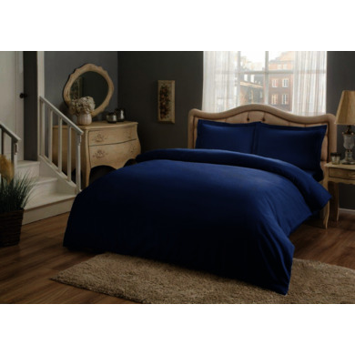 Комплект постельного белья Tac Basic (синий) сатин, двуспальный евро