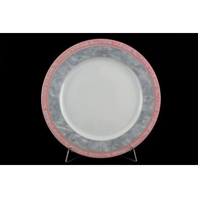 Набор тарелок "Яна Серый мрамор с розовым кантом" 21 см 6 шт