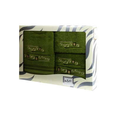 Комплект полотенец Valentini Ensue (зеленый) 30х50 см, 50х100 см, 100х150 см 3 шт