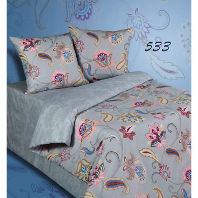 Комплект постельного белья Экзотика "Цветочный орнамент" поплин, двуспальный евро