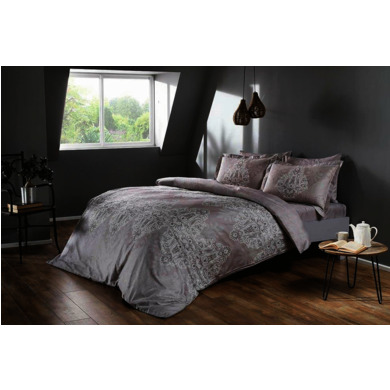 Комплект постельного белья Tac Premium Digital Caledon (серый) сатин-делюкс, двуспальный евро