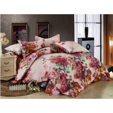 Комплект постельного белья Cleo Цветочный орнамент на светло-розовом фоне бязь, 1,5 сп.
