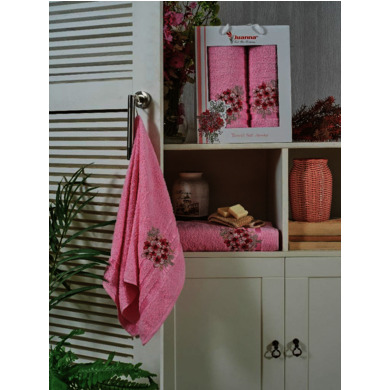 Набор махровых полотенец Juanna Menekse 50х90 см, 70х140 см 2 шт (розовый)