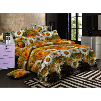 Комплект постельного белья Cleo Желтые цветы полисатин, двуспальный