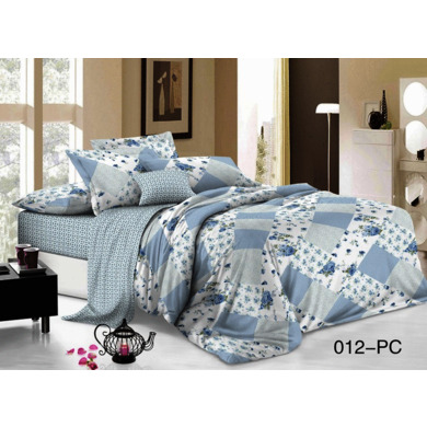 Комплект постельного белья Cleo Пэчворк (голубой) поплин, двуспальный евро