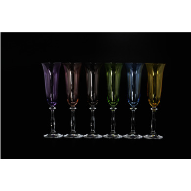 Набор фужеров для шампанского "Цветное стекло" 190 мл 6 шт