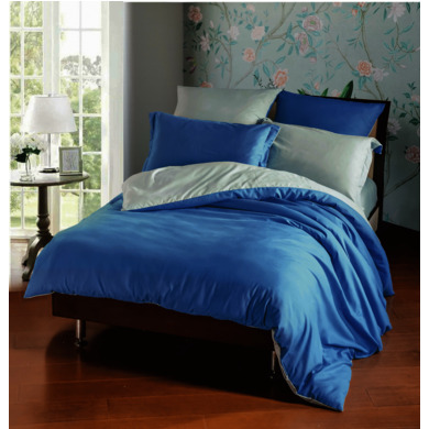 Комплект постельного белья SRosete Однотонный (голубой) сатин, двуспальный