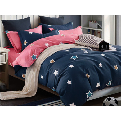 Комплект постельного белья Cleo Цветные звезды поплин, двуспальный евро
