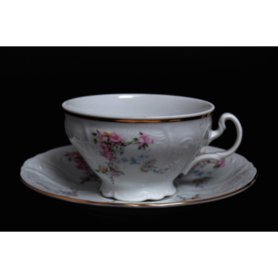 Набор чайных пар "Бернадотт Дикая роза золото" (чашка 220 мл. + блюдце) на 6 персон