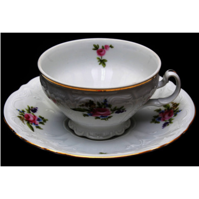 Набор для чая "Бернадот Полевой цветок" (чашка 220 мл. + блюдце) на 6 персон 12 предметов (низкие на ножке)