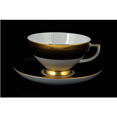 Набор чайных пар "Rio Black gold" (чашка 220 мл + блюдце) на 6 персон