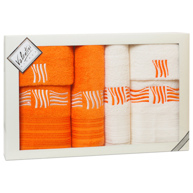 Комплект полотенец Valentini Sea 2 (оранжевый) 30х50 см 2 шт, 50х100 см 2 шт, 70х140 см 2 шт