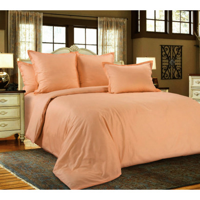 Комплект постельного белья "Нежный персик" сатин, двуспальный (с европростыней)