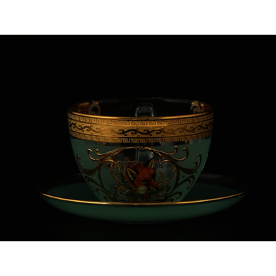 Набор чайных пар "Версаче Охота зеленая" (чашка 220 мл + блюдце) на 6 персон