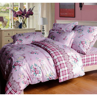 Комплект постельного белья "Сайлид A-172 (розовый)" поплин, двуспальный евро