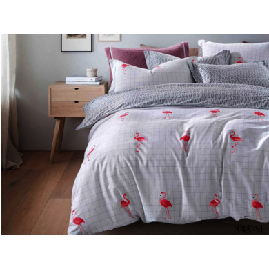 Комплект постельного белья Cleo  Фламинго сатин, двуспальный евро