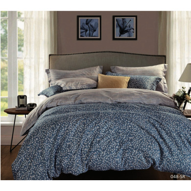 Комплект постельного белья  Cleo Серый с растительным орнаментом сатин, двуспальный