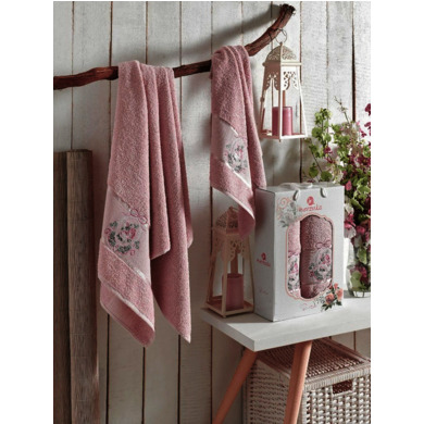 Набор махровых полотенец Merzuka Rose 50х80 см, 70х130 см 2 шт (розовый)