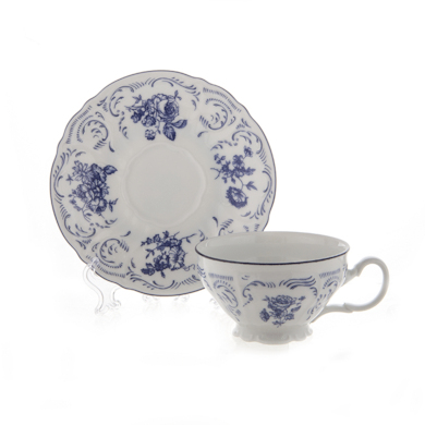 Набор для чая "Бернадотт Синие розы 24074" (чашка 220 мл. + блюдце) на 6 персон 12 предметов