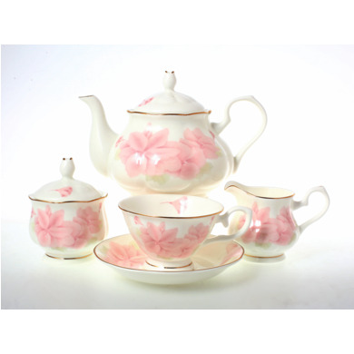 Чайный сервиз "Розовые цветы" на 6 персон 15 предметов