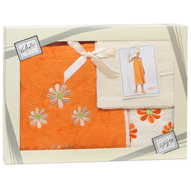 Набор для сауны женский Valentini Camomile (парео женское + полотенце + сумочка) оранжевый