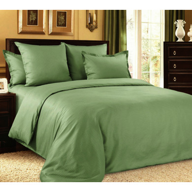 Комплект постельного белья "Зеленый чай" страйп-сатин, двуспальный