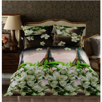 Комплект постельного белья Сайлид "Эйфелева башня и цветы" сатин, сем.