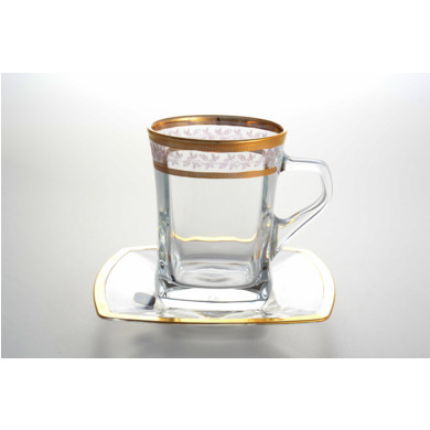 Набор чайных пар "Золотой Лист" (чашка 220 мл + блюдце) на 6 персон