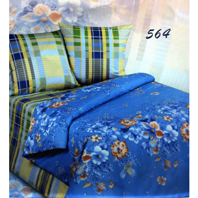 Комплект постельного белья Экзотика "Голубые цветы" поплин, двуспальный