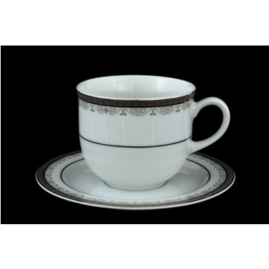 Набор чайных пар "Опал Платиновая лента" (чашка 270 мл + блюдце) на 6 персон 12 предметов