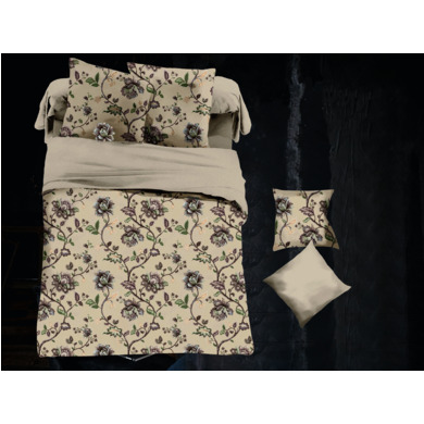 Комплект постельного белья Cleo Цветочный орнамент на сером фоне микросатин, 1,5 сп.