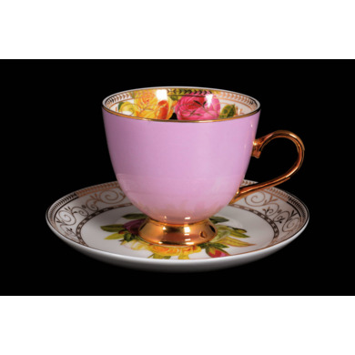 Набор чайных пар "Радуга Pink" (чашка 220 мл + блюдце) на 6 персон