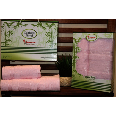 Набор махровых полотенец Juanna Bamboo 50х90 см, 70х140 см 2 шт (розовый)