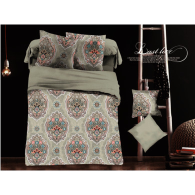 Комплект постельного белья Cleo Узоры на сером фоне микросатин, двуспальный