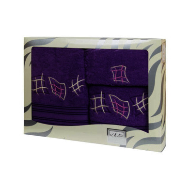Комплект полотенец Valentini Cells (фиолетовый) 30х50 см, 50х100 см, 100х150 см 3 шт