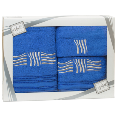 Комплект полотенец Valentini Sea 2 (синий) 30х50 см, 50х100 см, 70х140 см 3 шт