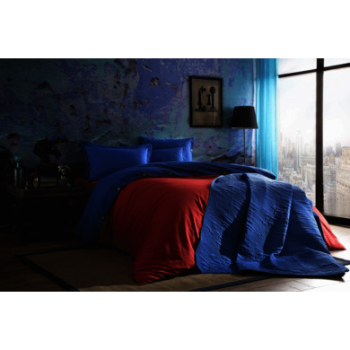 Комплект постельного белья Tac Colorful V1 (красный/синий) ранфорс, двуспальный евро