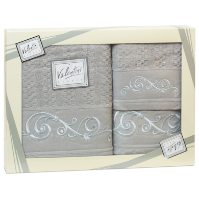 Комплект полотенец Valentini Lace (серый) 30х50 см, 50х100 см, 100х150 см 3 шт