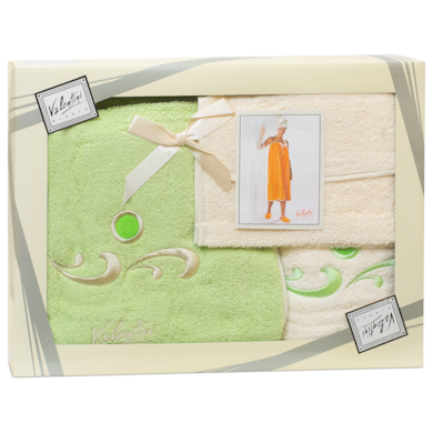 Набор для сауны женский Valentini Fantasy (парео женское + полотенце + сумочка) зеленый