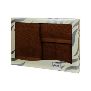 Комплект махровых полотенец Valentini TR161 (коричневый) 30х50 см, 50х100 см, 100х150 см 3 шт