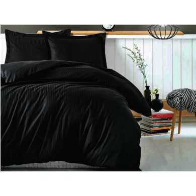 Комплект постельного белья Cottonbox Elegant (темно-серый) страйп-сатин, двуспальный евро