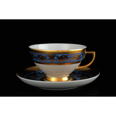 Набор чайных пар "Constanza Imperial Blue Gold" (чашка 250 мл. + блюдце) на 6 персон