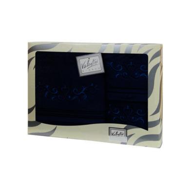 Комплект полотенец Valentini Tracery (темно-синий) 30х50 см, 50х100 см, 100х150 см 3 шт
