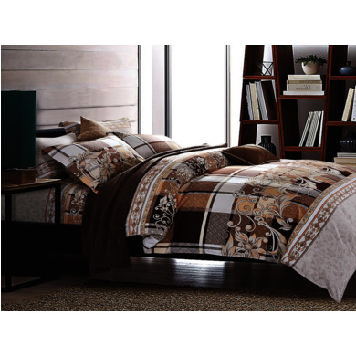 Комплект постельного белья Cleo Растительный орнамент в теплых тонах сатин, двуспальный
