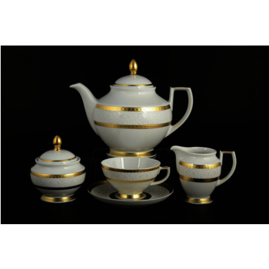 Чайный сервиз "Constanza Diamond White Gold" на 6 персон 15 предметов